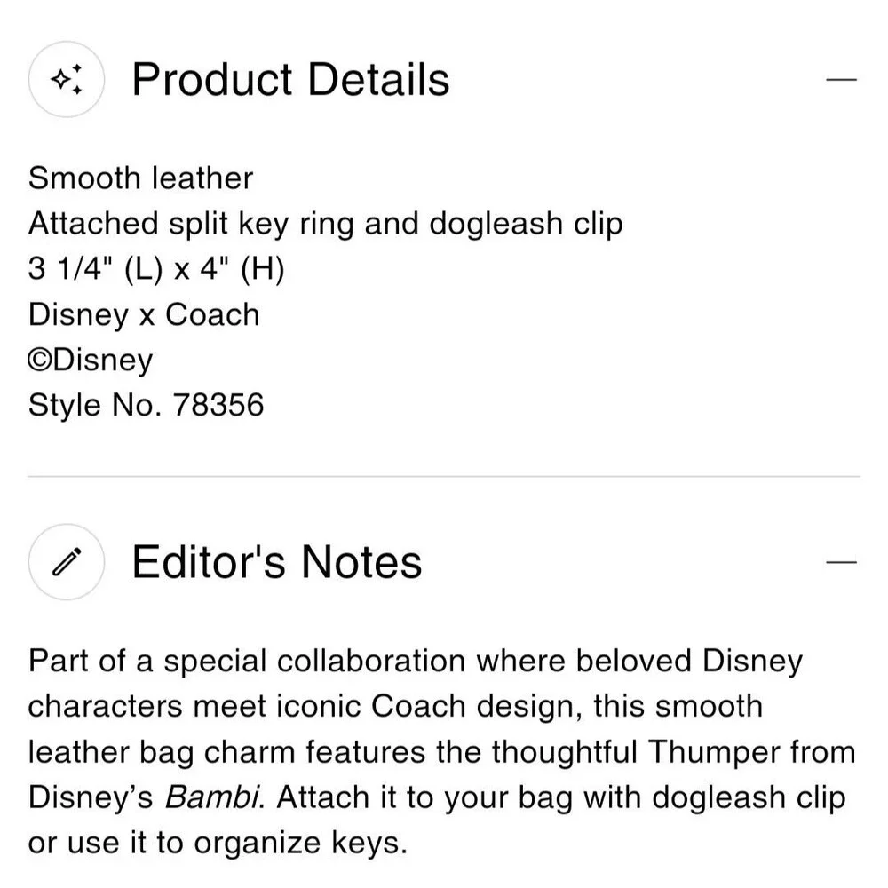 Coach Disney X Coach Bag Charm With Thumper Limited Edition- Rare Color Nwt
